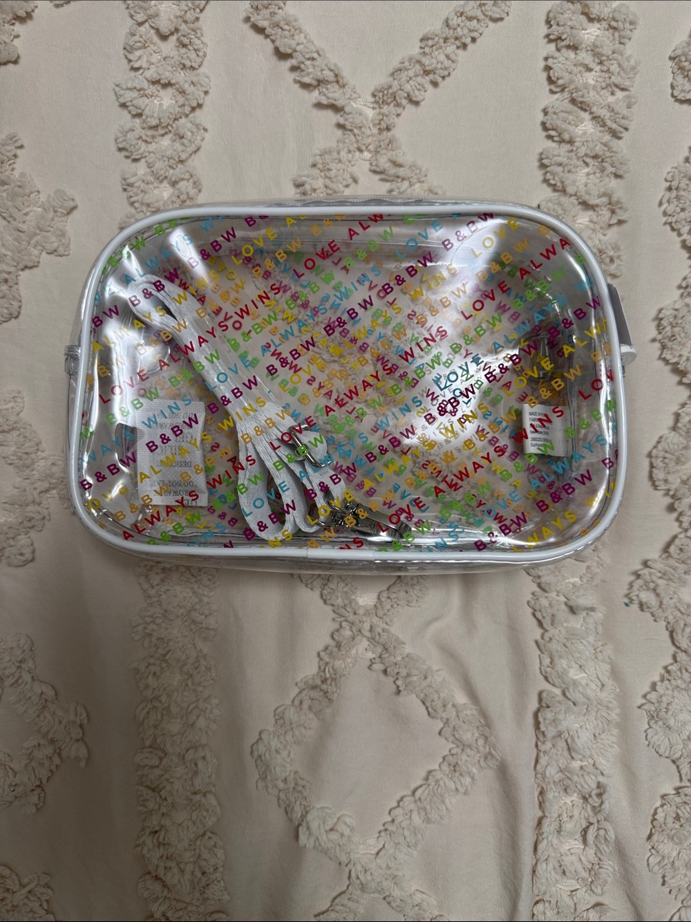 Bath & Body Works Clear Holographic Crossbody with Multicolor Logo Print